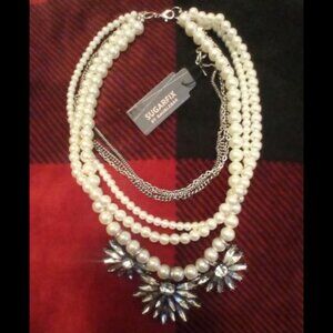 Sugarfix Brand Faux Pearl Statement Necklace